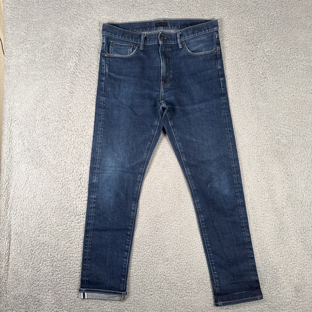 Uniqlo Selvedge Jeans Mens 34x32(34x30) Blue Kaihara Denim Slim Stretch 447649